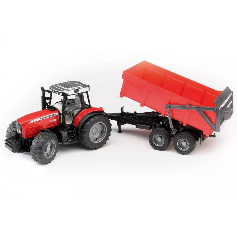 Tractor model BRUDER Massey Ferguson 7480 with tipping trailer