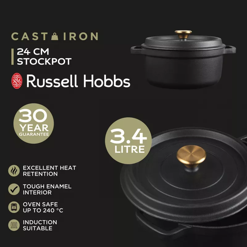 Cast iron stockpot Russell Hobbs 24 cm, black