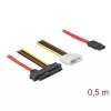 Delock - SATA- / SAS-Cable - SAS 12Gbit/s - Internal Power Supply, 4-pin, Internal SAS, 29-pin (SFF-8482) to SATA (W) - 50 cm