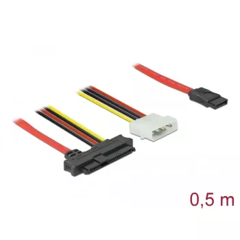 Delock - SATA- / SAS-Cable - SAS 12Gbit/s - Internal Power Supply, 4-pin, Internal SAS, 29-pin (SFF-8482) to SATA (W) - 50 cm