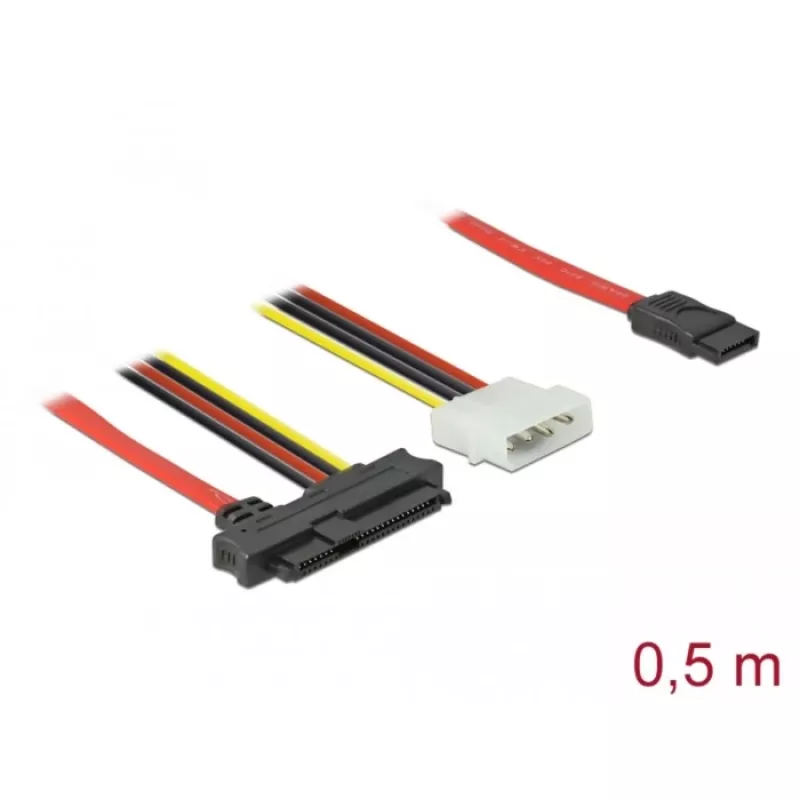 Delock - SATA- / SAS-Cable - SAS 12Gbit/s - Internal Power Supply, 4-pin, Internal SAS, 29-pin (SFF-8482) to SATA (W) - 50 cm