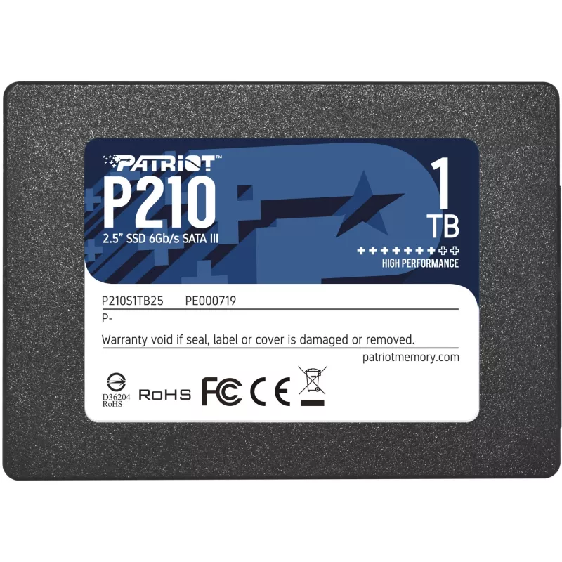 2.5 inch SATA III SSD PATRIOT P210 1 TB — 500 MB/s read, 400 MB/s write, 7 mm height