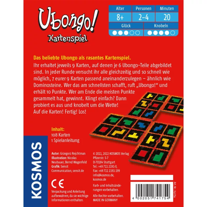 Kosmos Ubongo 20 min Card Game