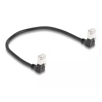 DeLOCK RJ45 Network Cable Cat.6A S/FTP Slim 90° downwards 0.25 m black