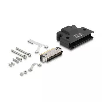 DELOCK MDR male 50‑pin solder connector with housing, black, 41.1×50×12.7 mm