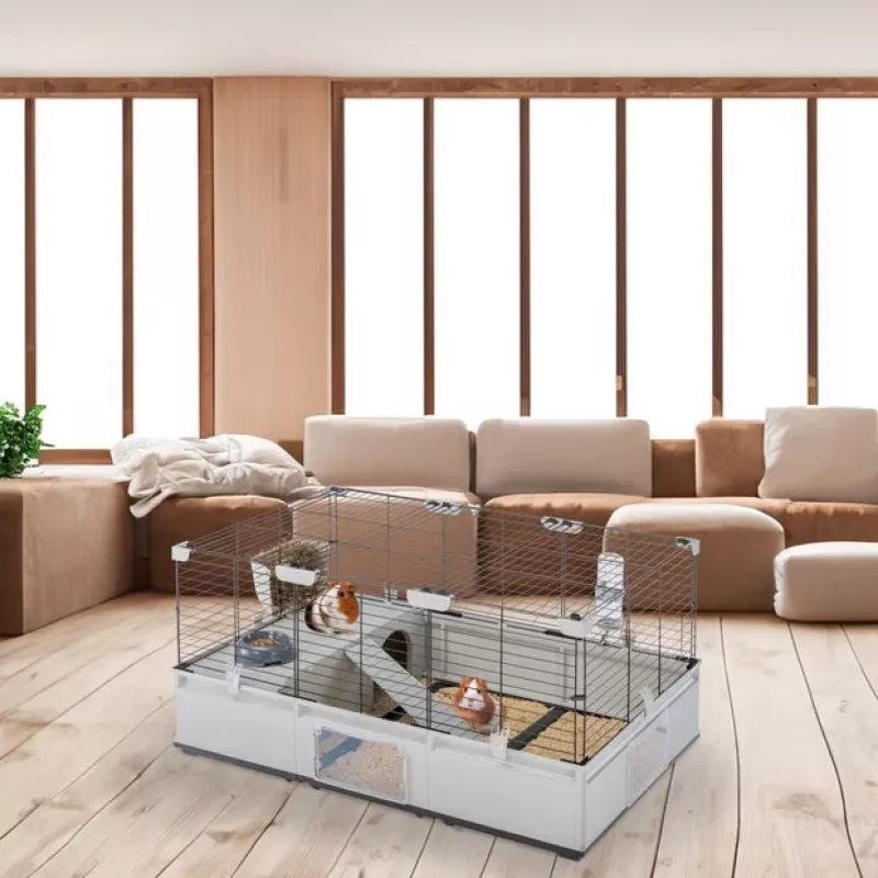 Cage FERPLAST Modular 2 for rabbit and guinea pig 109x72x56 cm, metal, grey, rod spacing 23 mm