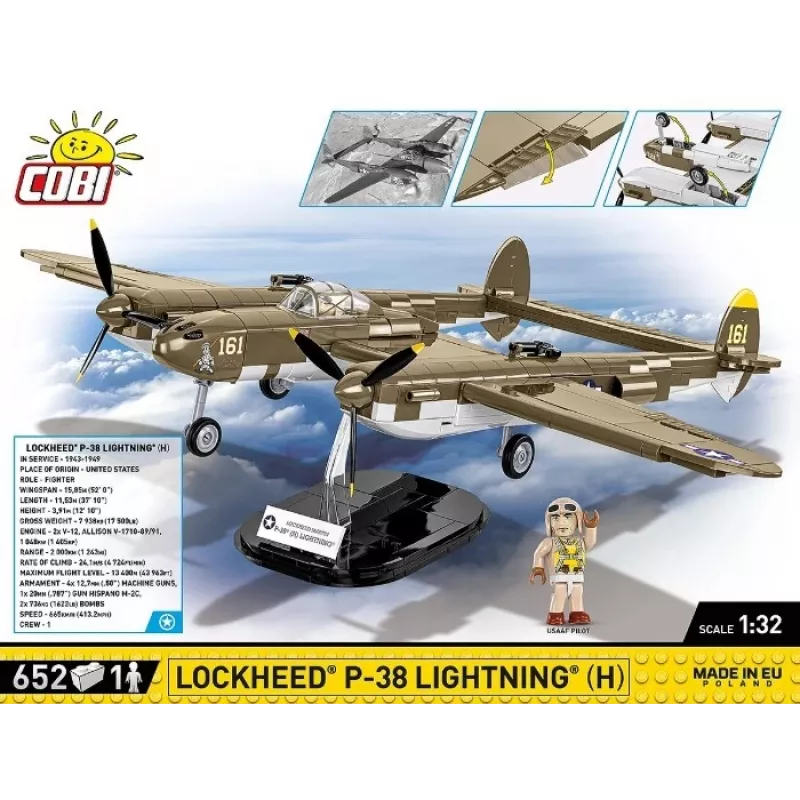 Cobi Building Blocks Lockheed P-38H Lightning set 5763 — scale model kit, collectible aircraft model