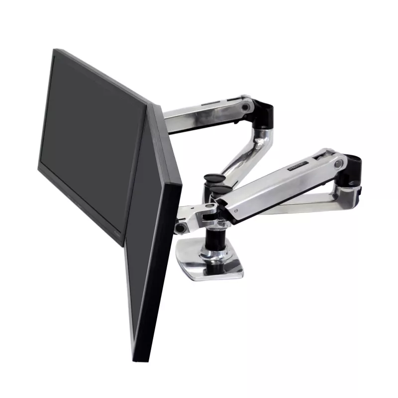 ERGOTRON LX Dual Side-by-Side Arm silver polished aluminium