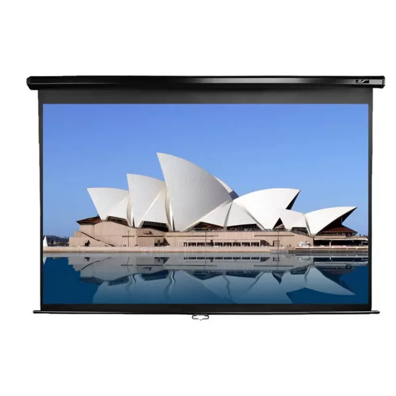 Manual projection screen Elite Screens M128UWX 128 inch 16:10 — viewable 276 cm x 172.3 cm, overall 283.3 x 189.9 cm, 13.1 kg