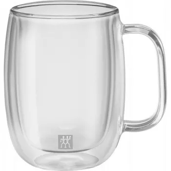 Glass Coffee Cups ZWILLING 39500-112-0 double-wall 335 ml, set of 2, oval, heat-resistant, with handles