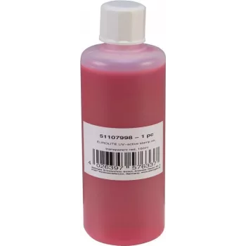 Stamping ink EUROLITE UV-active Transparent Red 100 ml, UV-reactive transparent red ink for stamps
