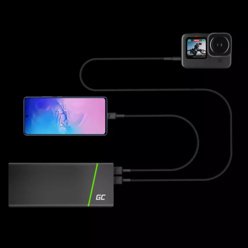 USB Cable Green Cell KABGC19 USB 2.0 2m USB A USB C Black