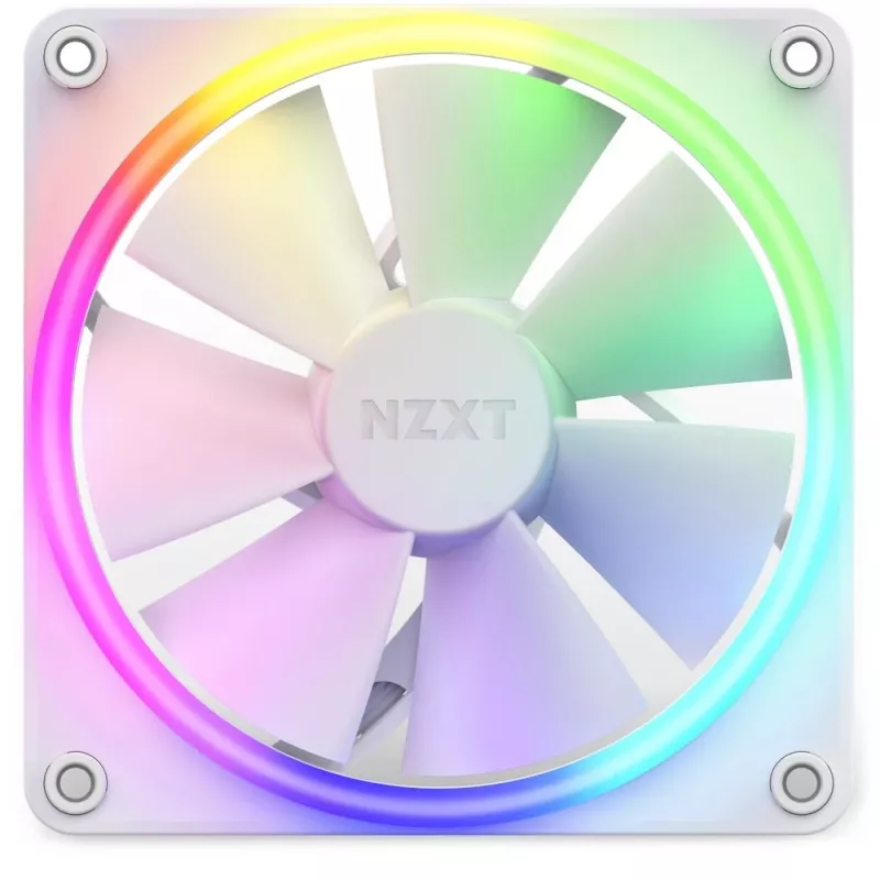 NZXT case fan F120 RGB 120 mm White, 4-pin, 1800 RPM, 50.18 CFM, 18 LEDs