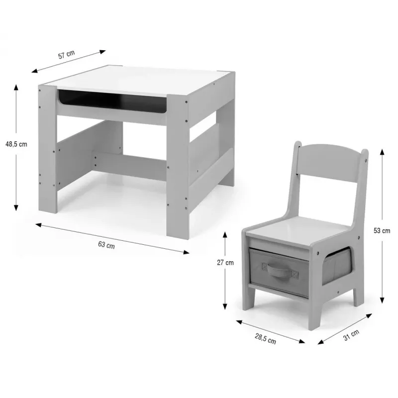 Children's furniture set Milly Mally Sven Grey 5489 — compact set in grey
