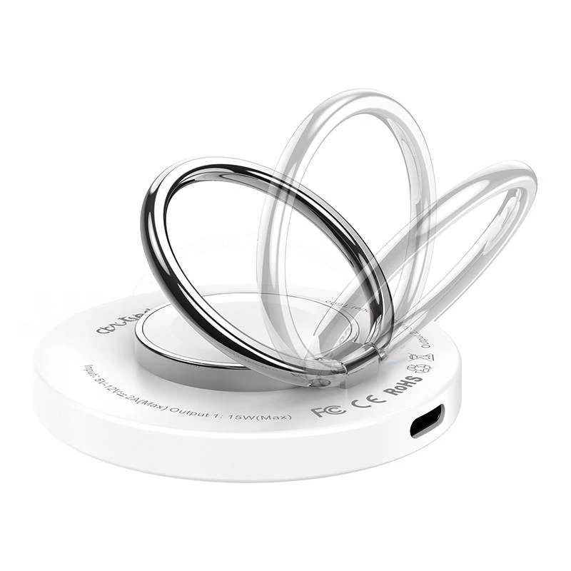 Wireless charger CHOETECH T603-F 2-in-1 holder white — Qi wireless charging stand with phone holder