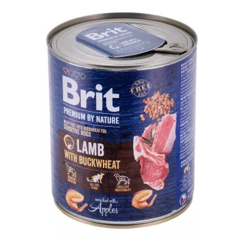 Wet dog food Brit Premium by Nature Lamb with Buckwheat 800 g, grain-free, adult dogs, can