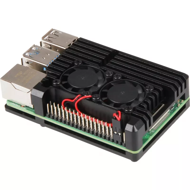 JOY-IT RPI CASE ALU07F - Enclosure for Raspberry Pi 4, Alu, Fan, black (RB-ALUCASEP4+07FAN)