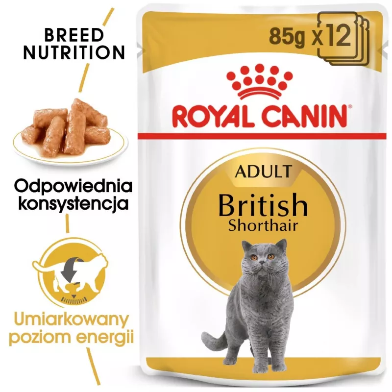 Wet Cat Food Royal Canin British Shorthair Adult sachet 85 g, poultry, ROYAL CANIN Feline Breed Nutrition