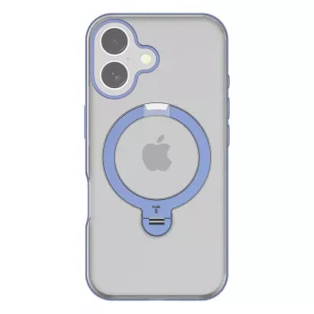 Protective phone case Torras Ostand Spin for iPhone 16 — Blue, slim profile, wireless charging compatible
