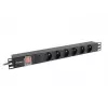 Power distribution unit LANBERG PDU-06E-0200-BK — 6x Type E outlets, 16 A, 2 m cable, 1U rack, 220–250 V