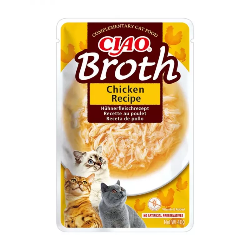 INABA Ciao Broth Cat Treats, Chicken, Salmon and Tuna, 10 x 40 g