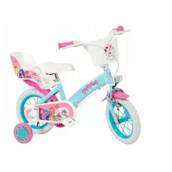 Children's bike Toimsa 1297 with 12 inch foam wheels, 4 wheels, basket, chain cover, mudguards — My Little Pony