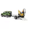 Toy Vehicle BRUDER Land Rover Defender with trailer CAT and man