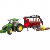 BRUDER John Deere 7R 350 with forestry trailer and 4 trunks