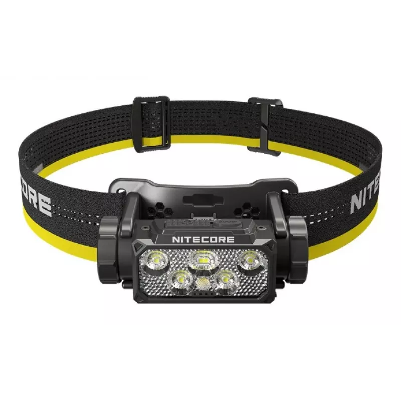 Headband flashlight Nitecore HC60 UHE with 4000 mAh battery, 6-LED, waterproof, shockproof, black/yellow