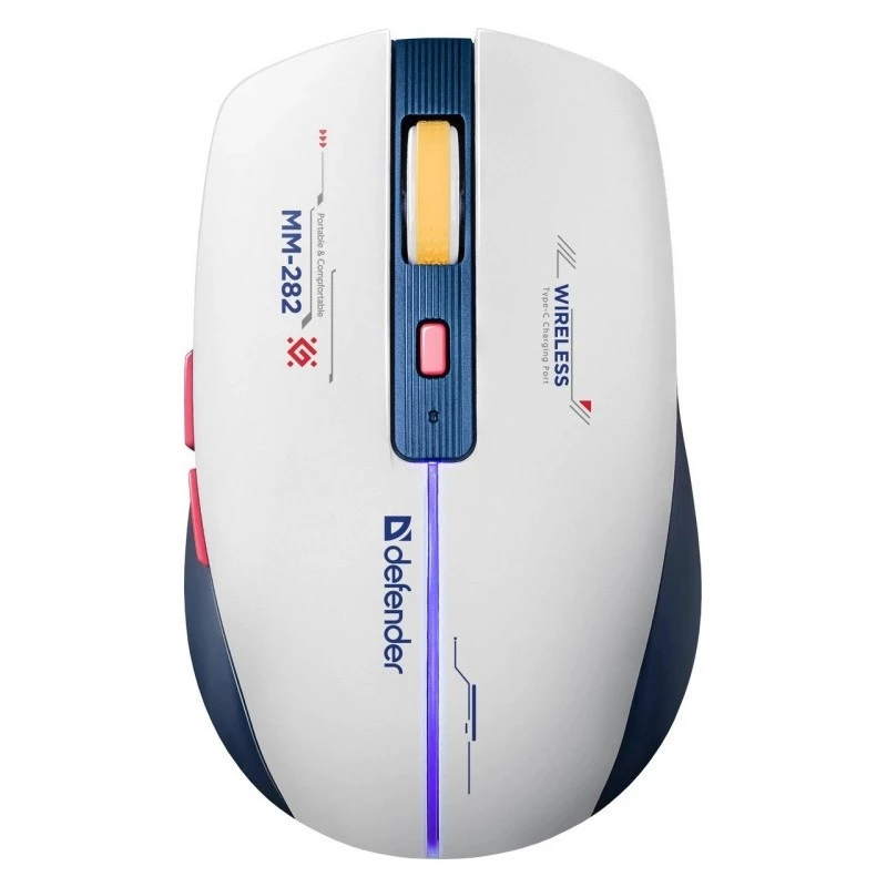 Wireless gaming mouse DEFENDER MM-282 RF — ambidextrous, optical 1800 DPI, 5 buttons, USB, battery-powered