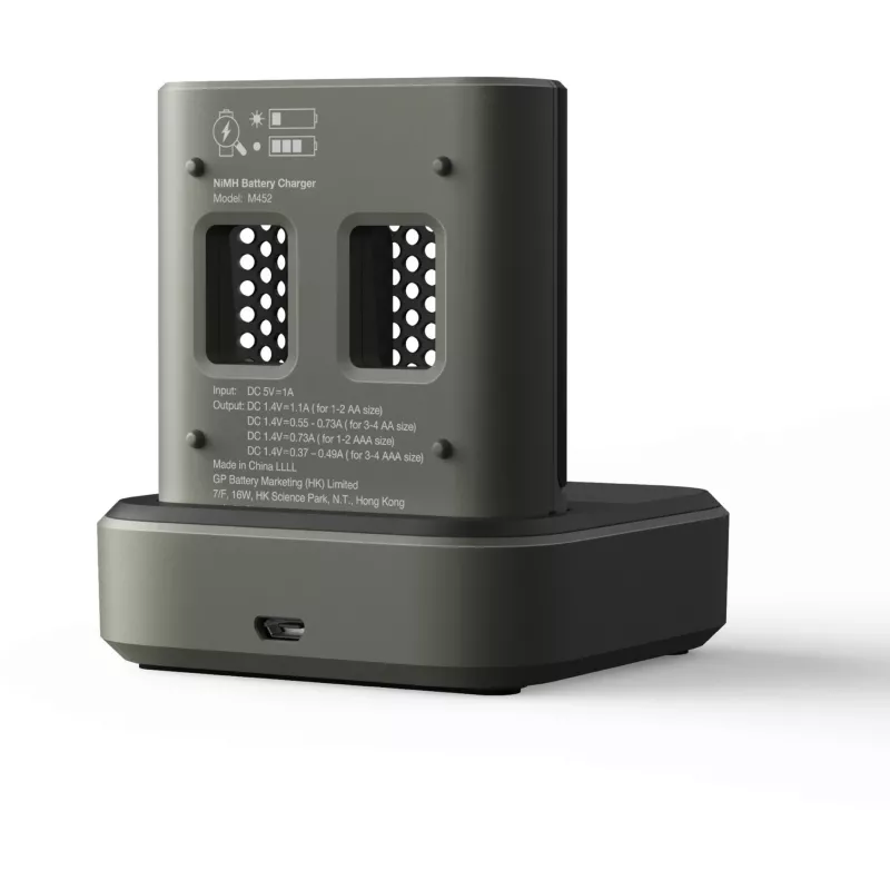Battery charger docking station GP M452 for NiMH Micro AAA, Mignon AA rechargeable cells