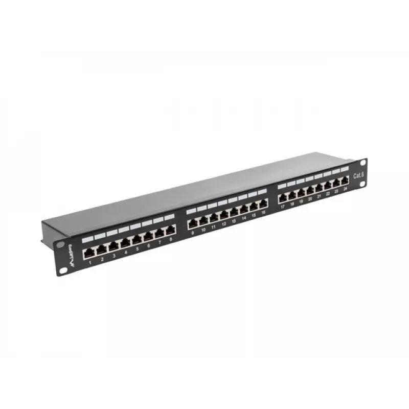 Lanberg PPS6-1024-B 24-Port Cat6 Shielded 1U 19 inch Rackmount Patch Panel, Black