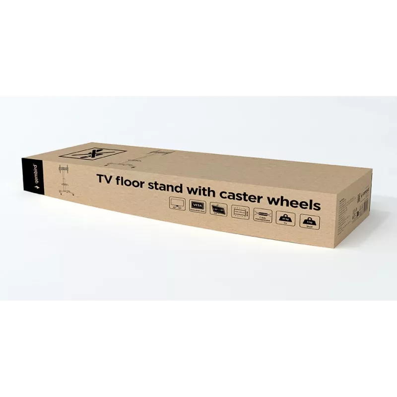 TV stand GEMBIRD TVS-55T-01 for 32–55 inch TVs, steel, height-adjustable VESA 100x100–400x400, tilt, wheels, max load 35 kg
