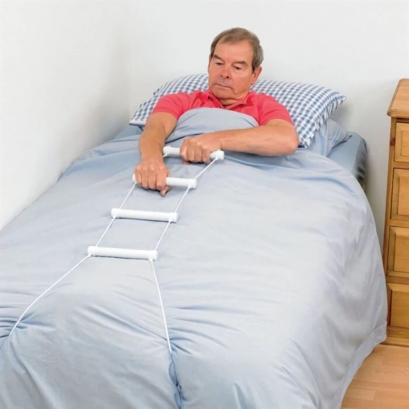 Rehabilitation bed ladder Qmed DRQM3G0AAXXXP, 4 steps, polyethylene, max load 90 kg, fluorescent, rung width 25 cm