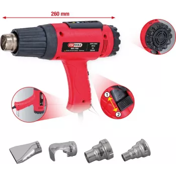 Heat gun set ks tools 960.1190 with 4 attachments – electric hot air tool for heating, drying, and shrink tubing