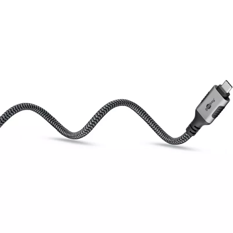 Ethernet-Cable USB-C 3.2 Gen2 Plug > RJ-45 Plug, LAN-Adapter black/Silver, 3 Meter, braided textile jacket