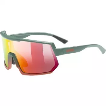 Multi-sport glasses UVEX sportstyle 235 — Unisex, semi-rimless frame, green/red