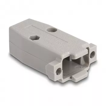 Cable boot DELOCK D-Sub plastic housing for 9‑pin male/female with rubber seals, grey, 31.2×47.9×16.6 mm
