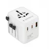 Travel power adapter GEMBIRD TPA-1A2C20-01-W — 20 W, USB-A (18 W) + 2× USB-C (20 W), Type E plug, white