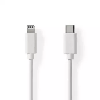 Nedis Lightning Cable- USB 2.0 | Apple Lightning 8-Pin | USB-C™ Plug | 480 Mbps | nickel-plated | 1.00 m | Round | PVC | White | Label