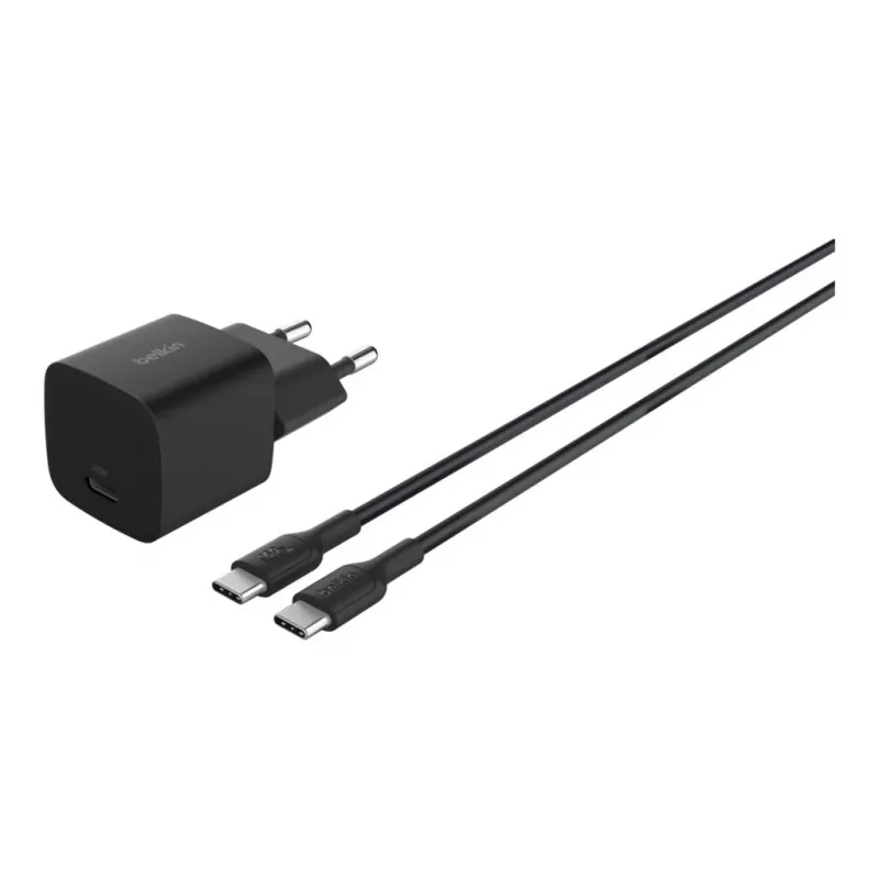 AC Indoor Charger Belkin BoostCharge 25W USB-C PD/PPS, 1 m cable, Black — for gaming consoles, smartphones, tablets