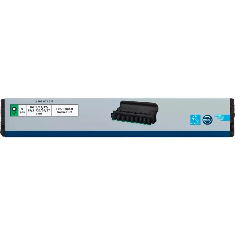 Impact socket set Bosch Powertools PRO 1/2 inch 9-piece, black