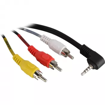 Wentronic Goobay 3,5mm-jack-/RCA-Adapter Cable, 1.5 m - jack 3,5 mm-Plug (4-Pin, Stereo) 90° > 3x RCA-Plug (50209)