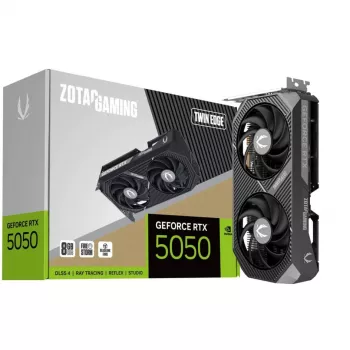 Graphics card ZOTAC GeForce RTX 5050 Twin Edge — 8 GB GDDR6, 128-bit, PCIe x8 5.0, dual-fan active cooling