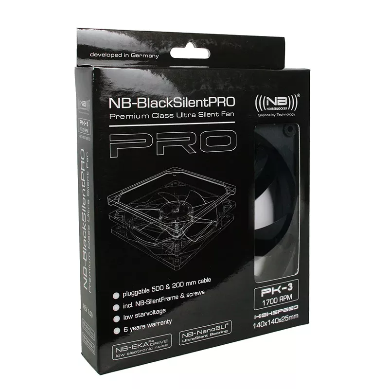 Fan Noiseblocker BlackSilentPro PK3 14 cm Black