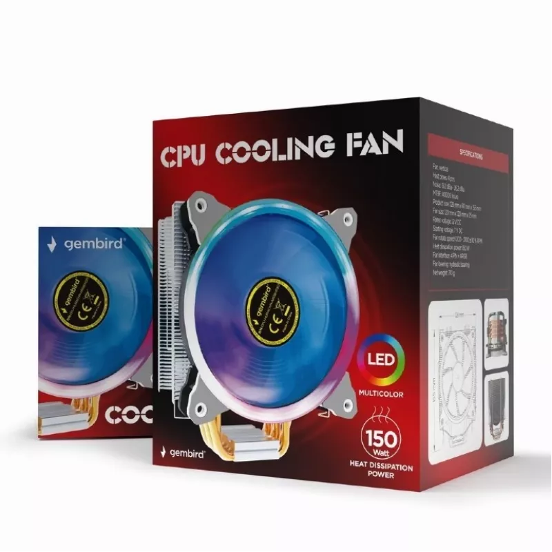 Air cooler Gembird CPU-HURACAN-ARGB-X130 12 cm Black White