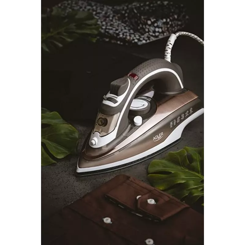 Steam iron Adler AD 5030 — steam iron, 3000 W, ceramic soleplate, 0.31 L water tank, 20 g/min continuous steam, vertical steam, anti-calc