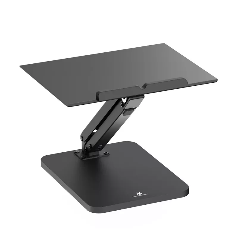 Maclean desk stand for monitor or laptop, gas spring, for standing and sitting work, black, MC-493