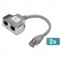 Shielded Cat5e Patch Cable Adapter 2× Cat5e, 0.19 m, Grey/Silver - DIGITUS