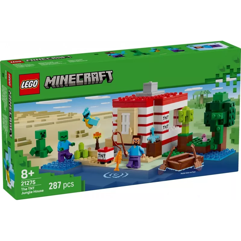 Construction toy LEGO Minecraft set 21275 TNT Jungle House, 287 pieces, 2 minifigures, age 8+